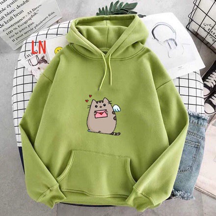 Áo Hoodie Unisex Mùa Đông Ấm Áp Chất Nỉ Nam Nữ Xinh Cute In Mèo Cánh Tim Phong Cách Hàn Quốc Mặc Đi Học Đi Chơi