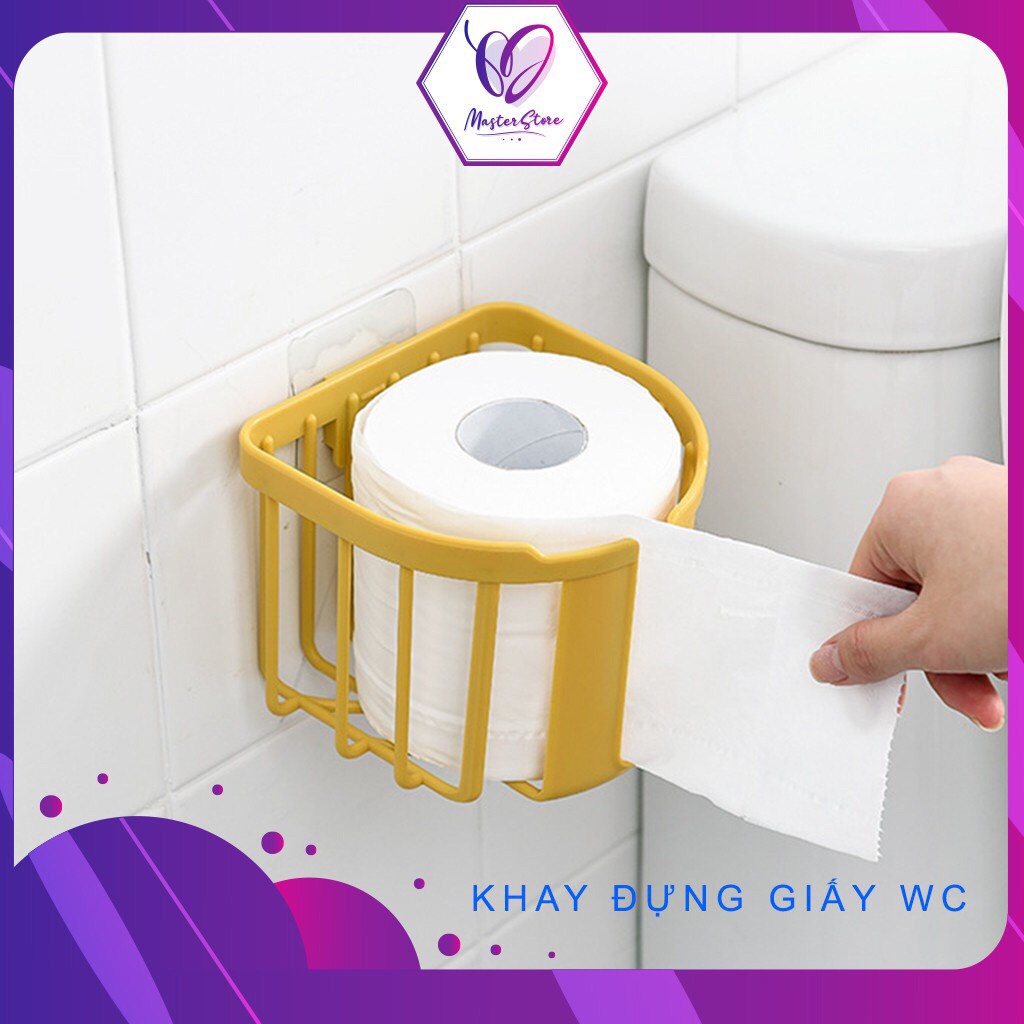 Giỏ đựng giấy vệ sinh dán tường, khay kệ đựng đồ đa năng nhà tắm, nhà bếp Master Store.