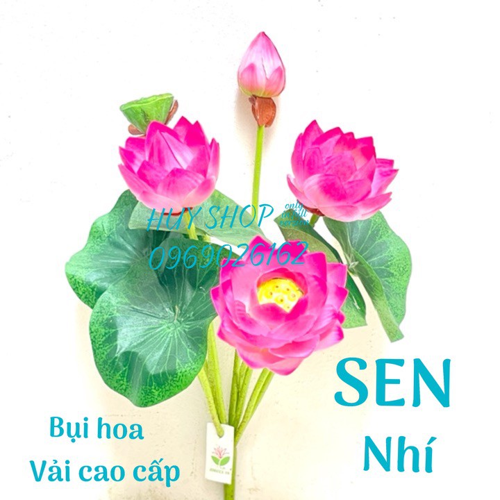 Hoa giả trang trí - Bụi Hoa SEN (NHÍ) vải cao cấp