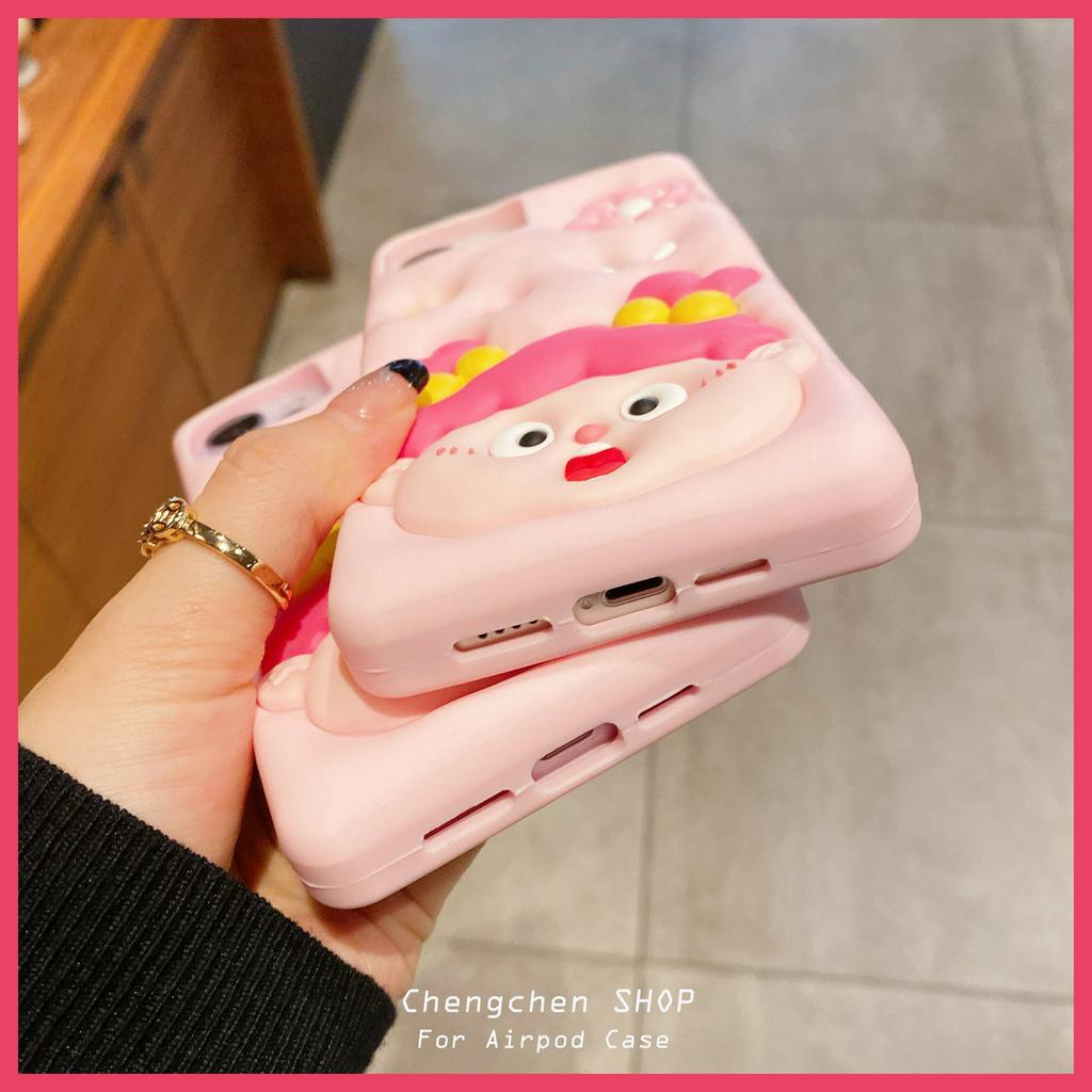 Vỏ Bảo Vệ Hộp Sạc Tai Nghe AirPods3rd gen 2023 / Pro2 Họa Tiết Cô Gái Bện Xinh Xắn Dễ Thương Ốp