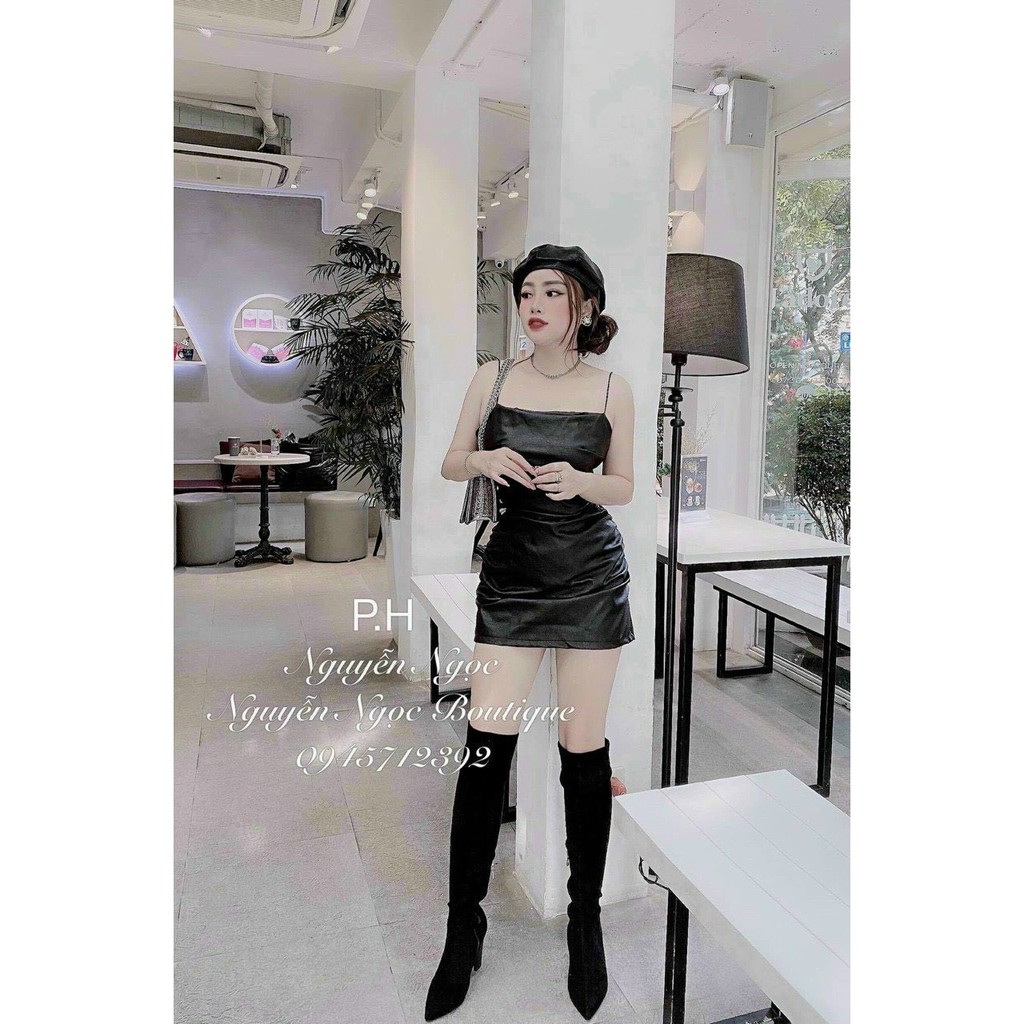 đầm 2 dây chất da xinh ảnh thật