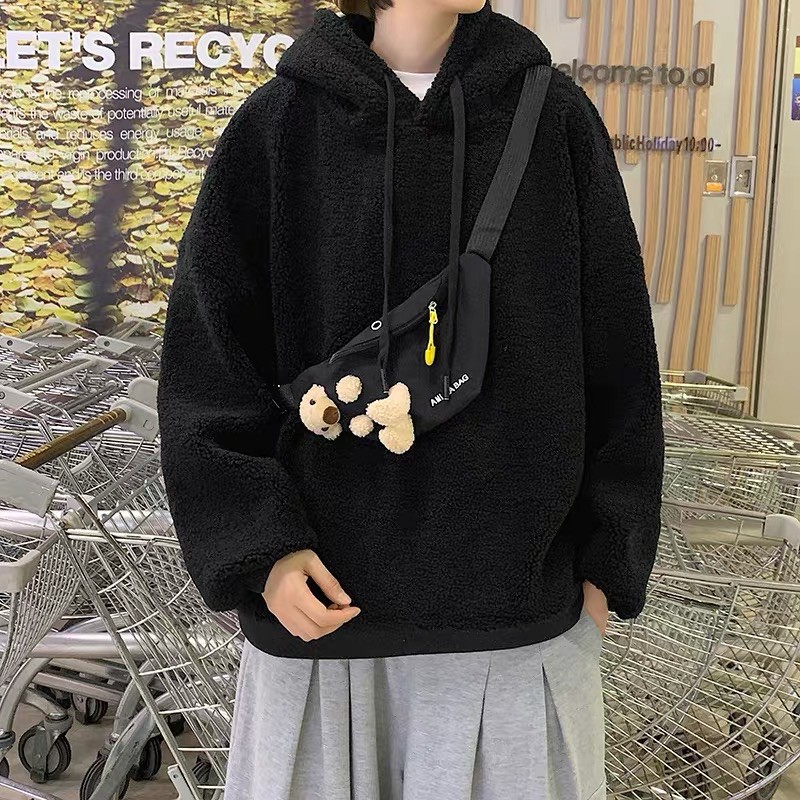 ÁO HOODIE LÔNG CỪU UNISEX- áo lông cừu form rộng nam nữ Siêu ấm - siêu đẹp-A7