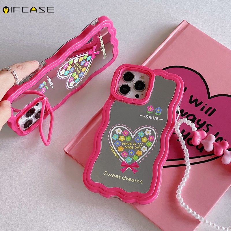 Ốp Điện Thoại Mềm Chống Sốc Tích Hợp Gương Trang Điểm Và Dây Đeo Cho iPhone 13 12 11 Pro Max XS Max