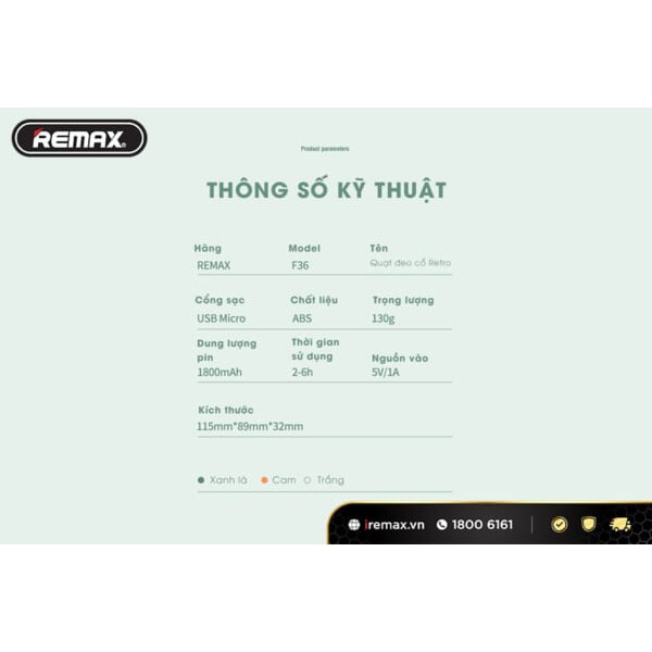 [FreeShip][Ship 2H]Quạt đeo cổ mini Remax F36 - Hàng chính hãng | BigBuy360 - bigbuy360.vn