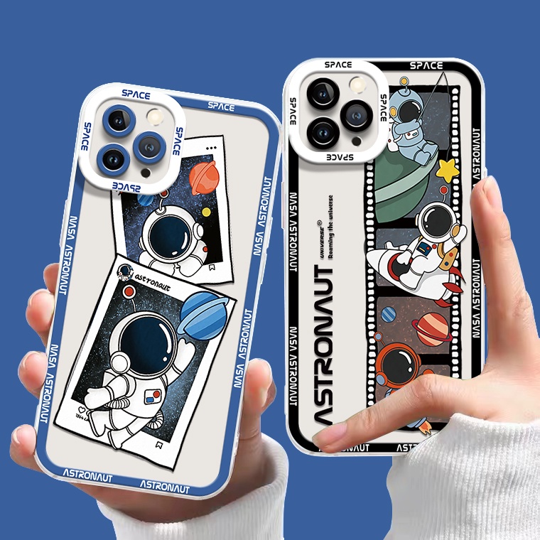 Ốp Điện Thoại Silicon TPU Mềm Trong Suốt Chống Sốc In Hình Phi Hành Gia Dễ Thương Cho IPhone 13 12 11 Pro X XR XS Max 6 6S 7 8 Plus