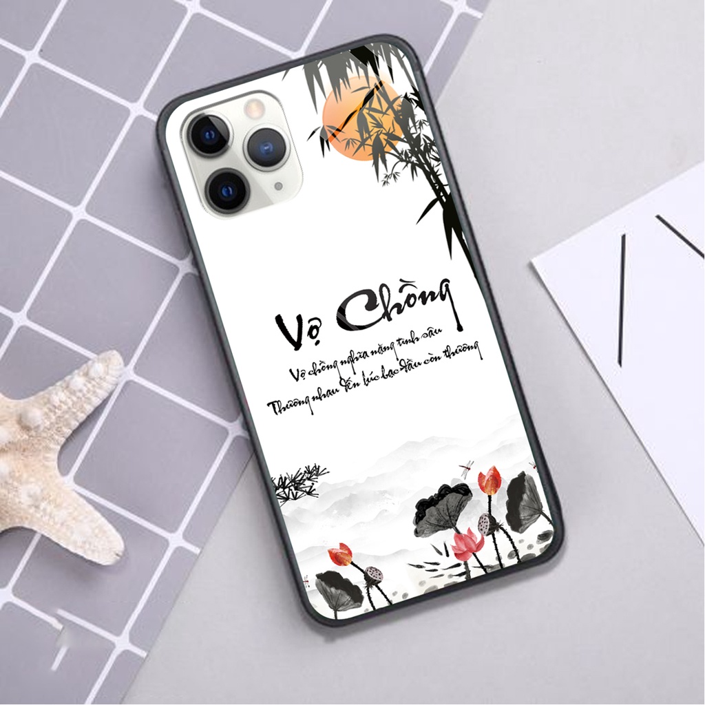 Ốp lưng KÍNH Iphone 11 PRO / 11 PRO MAX in hình 3D TÀI LỘC-VỢ CHỒNG-TÂM AN -MÃ ĐÁO