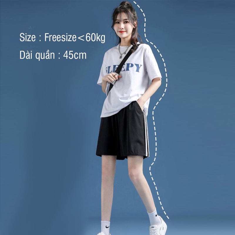 Quần Đùi Sọc Viền Trắng Thể thao ALALA Ống Rộng Chất Cotton da cá
