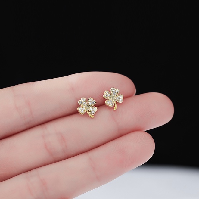 [Jiudolan] Khuyên Tai Hình Cỏ Bốn Lá Đơn Giản Thời Trang Dành Cho Nữ