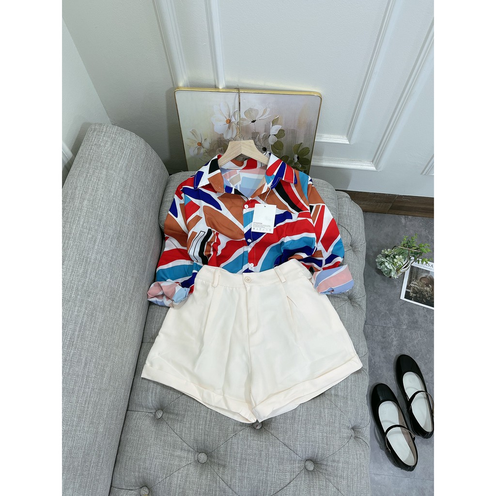 Set đồ nữ cá tính, set quần sóc áo sơ mi đi chơi sang chảnh mùa hè đẹp 8A00176 | BigBuy360 - bigbuy360.vn