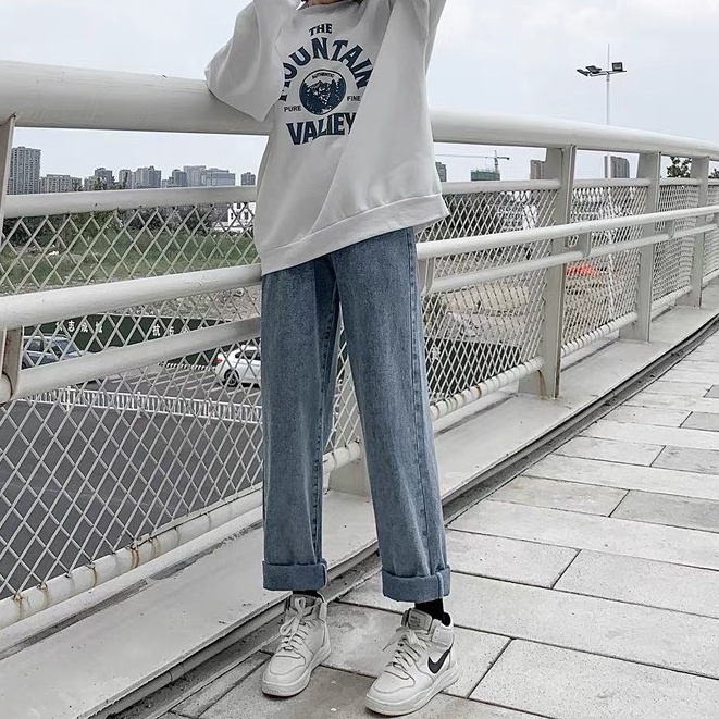 Quần Jeans dài cạp cao, quần jeans ống rộng_mẫu mới nhất j21