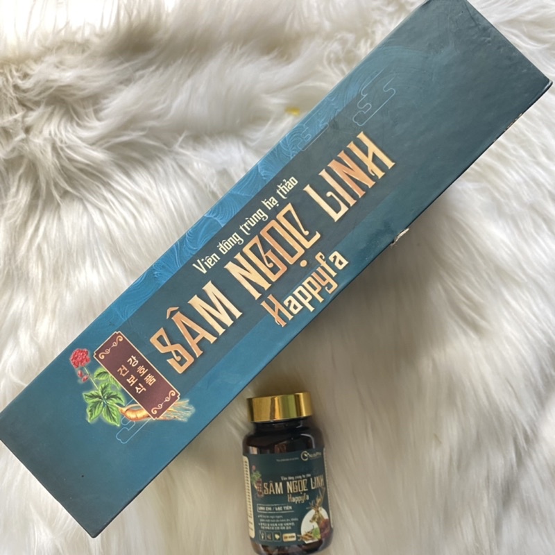 SÂM NGỌC LINH Happyfa lọ 60 viên - Viên đông trùng hạ thảo - Hỗ trợ ăn ngủ ngon, giảm mệt mỏi do kém ăn, thiếu ngủ