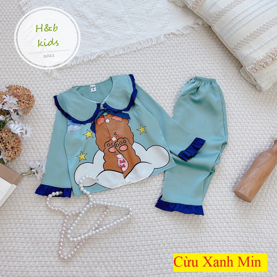 [6kg -18kg ] [ Mã Độc Quyền ] Bộ Mặc Nhà Lụa dài tay cao cấp -  Pijama Lụa 3D Cao Cấp Cho Bé