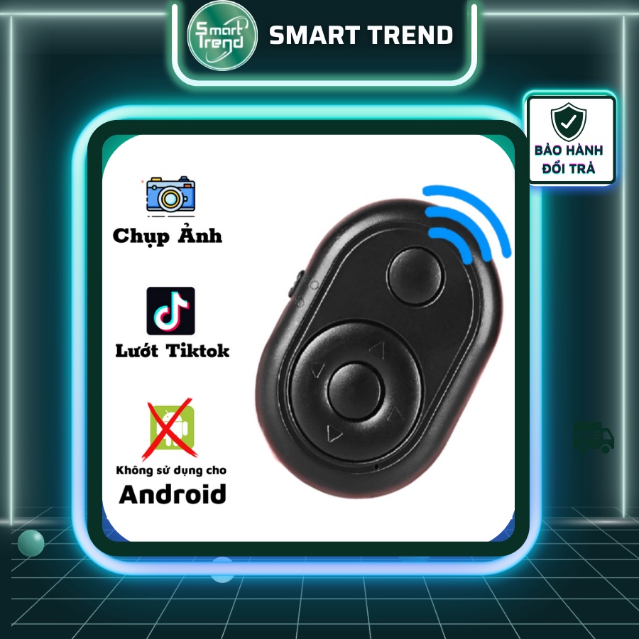 Nút remote shutter điều khiển điện tử từ xa, nút bấm chụp ảnh, lướt web bluetooth cho điện thoại màu đen