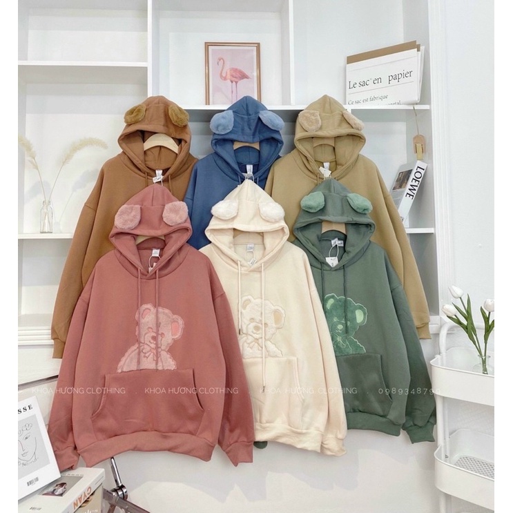 Áo hoodie dày mũ tai chuột