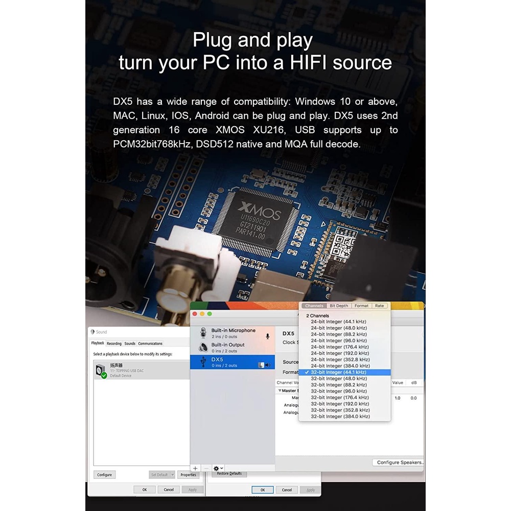 DAC Topping DX5 – 2 Chip ES9068AS Đa kết nối tiện nghi, thiết kế đẹp