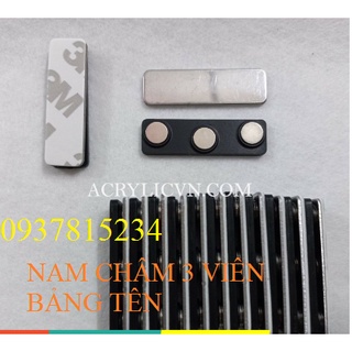Bộ nam châm dán bảng tên/ Nam châm 3 viên dùng làm cho bảng tên gài áo/ Bộ thẻ nam châm bảng tên nhân viên