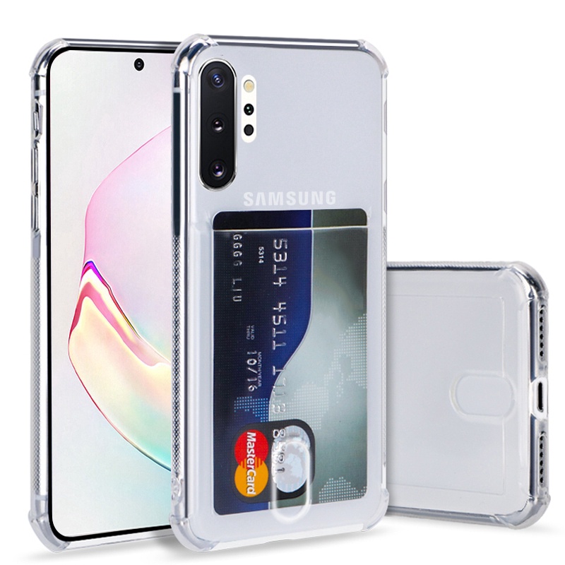 Ốp Điện Thoại TPU Túi Khí Trong Suốt Có Ngăn Đựng Thẻ Cho Samsung Galaxy S10 5G S9 Plus A90 5G Note10 Plus A70