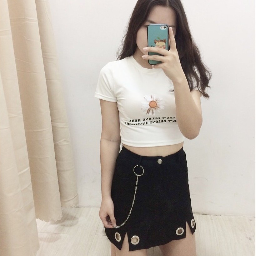 Áo Croptop Nữ Hình Hoa Cúc Thời Trang - VIETCENTRE