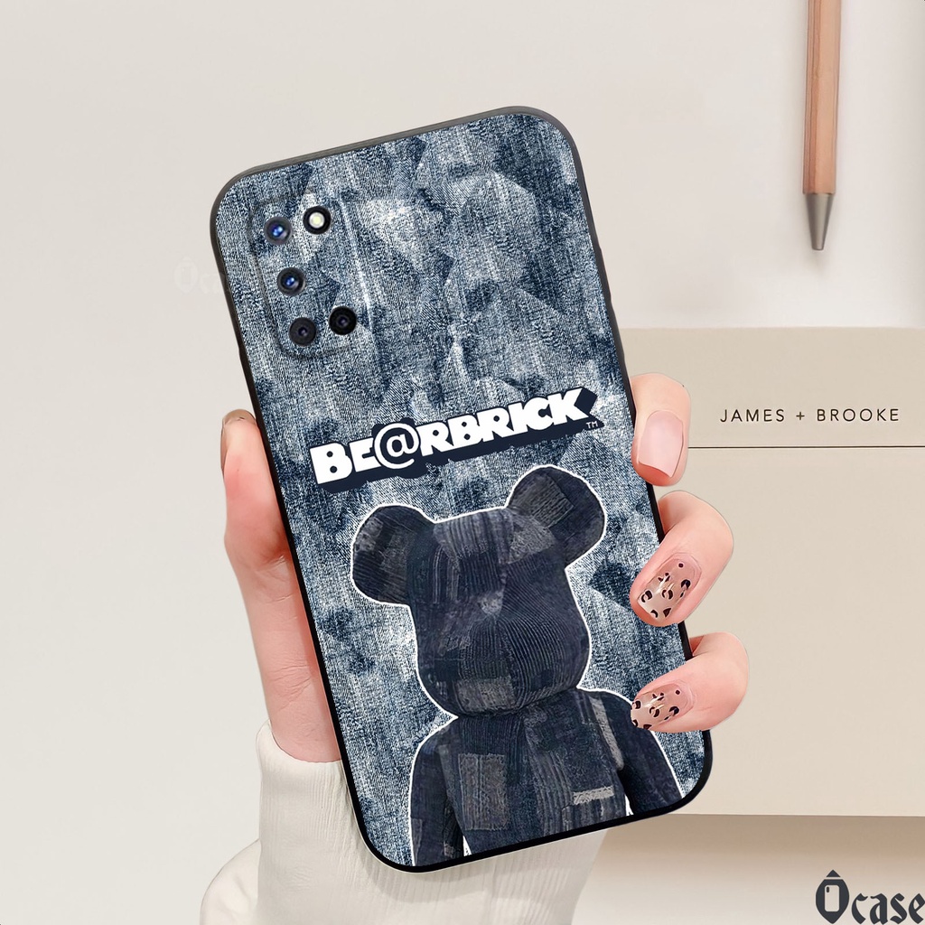 Ốp lưng Oppo A52 / A72 / A92 / Realme Q2 gấu cạnh viền vuông có bảo vệ camera