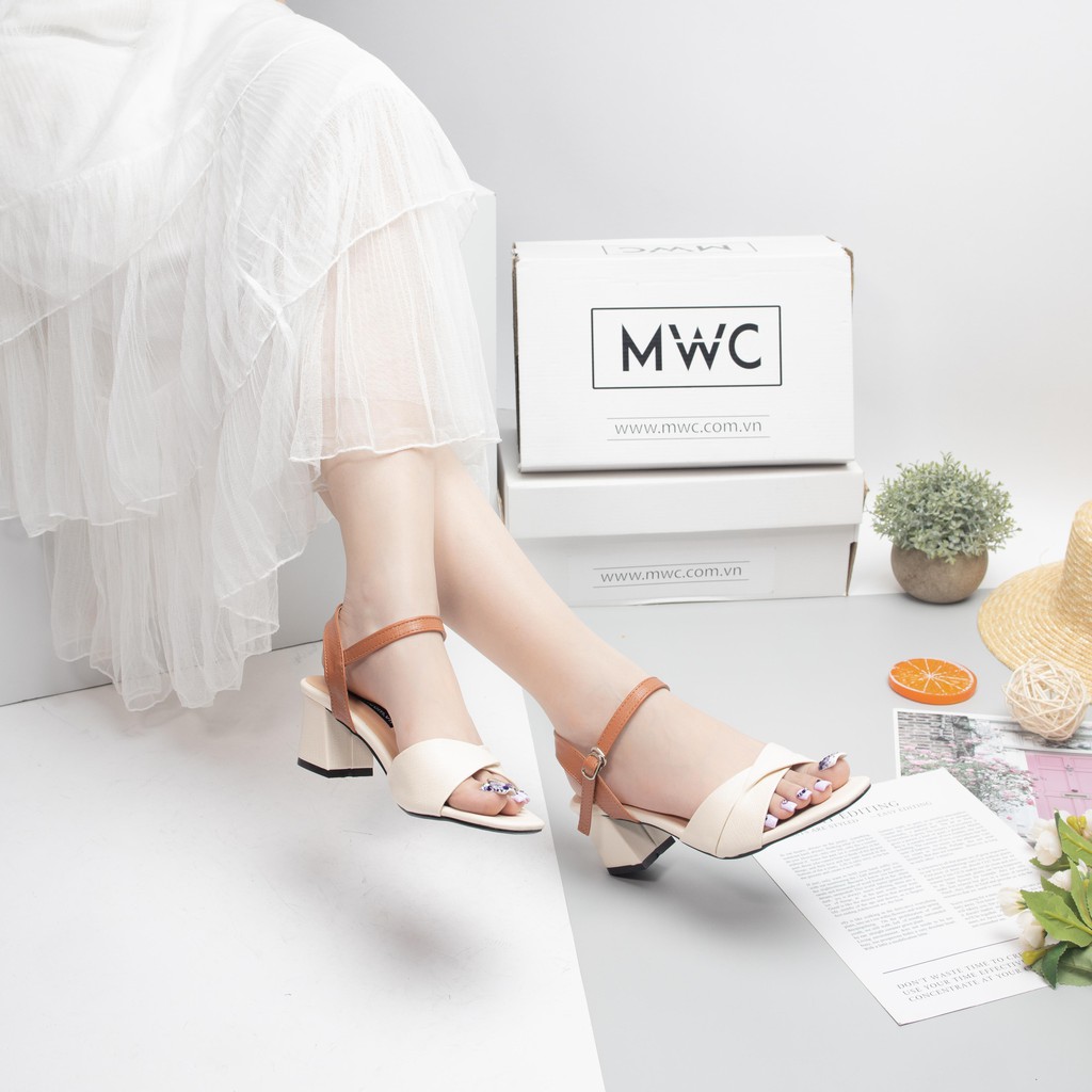 Giày Sandal Cao Gót MWC Đế Vuông 5CM Quai Chéo Thanh Lịch NUCG- 3921