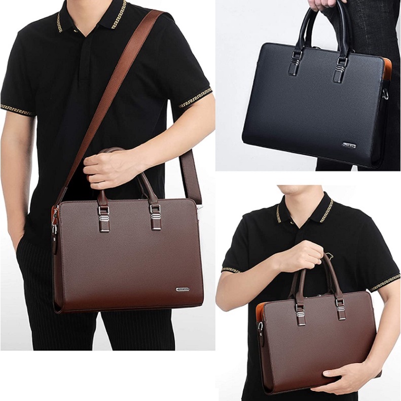 Cặp da công sở, Cặp văn phòng Cao Cấp Fsd.Wg-Chất liệu Da PU cực bền ,Chống nước, Cặp Đựng Laptop 14inh