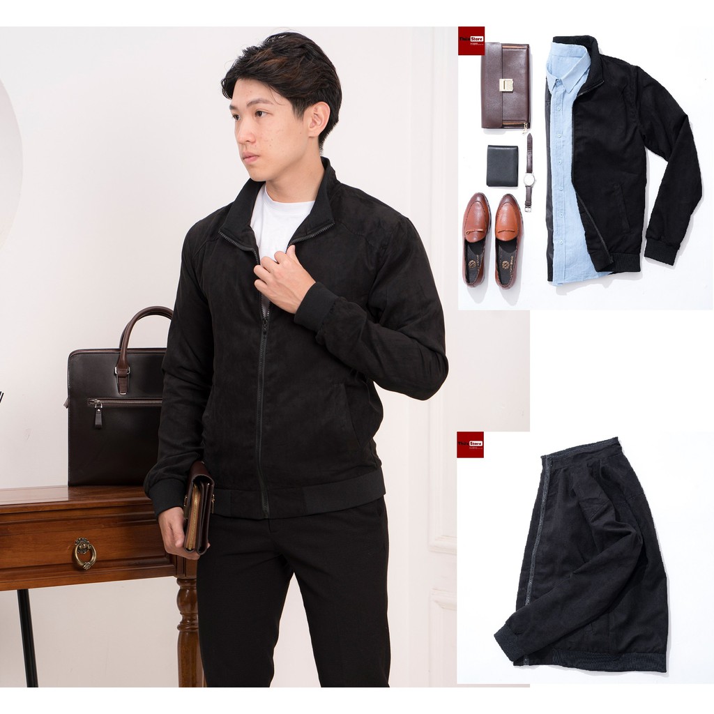 Áo khoác nam cổ tay bo viền , áo bomber nam 2 lớp thu đông chống nước nhẹ | BigBuy360 - bigbuy360.vn