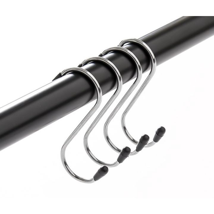 4 Móc Treo Quần Áo Treo Tường Móc Inox Hình Chữ S Đa Năng