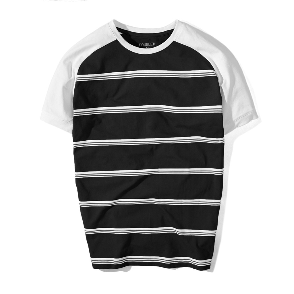 Áo thun nam Double'D họa tiết sọc ngang Double'D form slim fit tay ngắn TSN