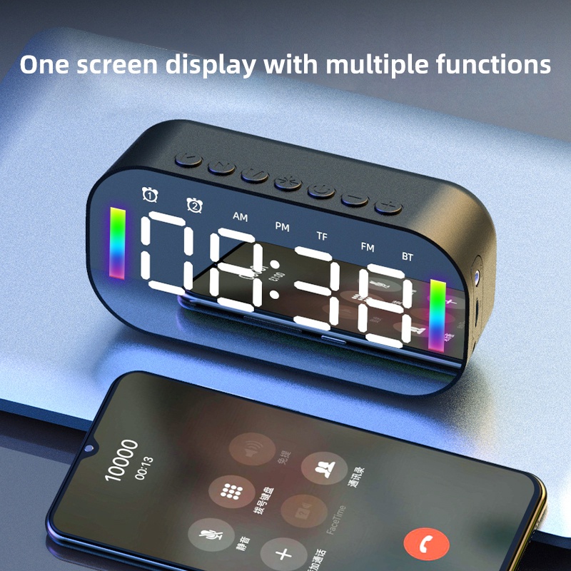 Basspal Q3 LED Bluetooth Speaker Alarm Clock Mirror RadioSuper Bass Power Support TF Card Outdoor Home Subwoofer Wireless Portable Music Player