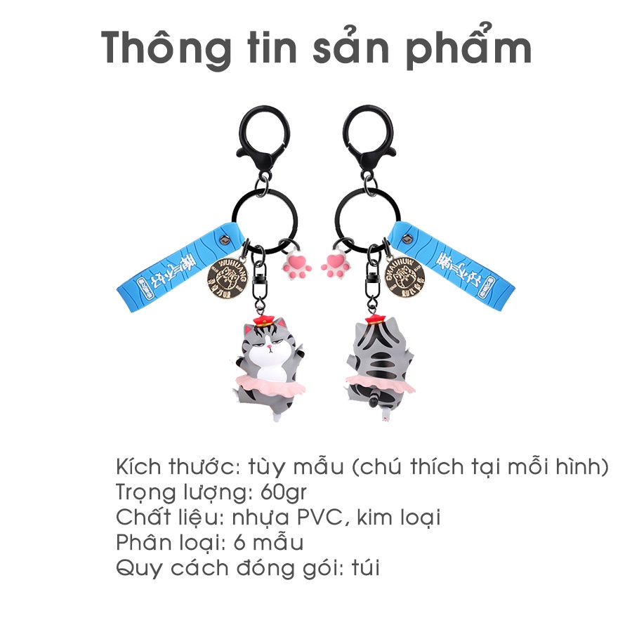 Móc Khóa Mèo Hoàng Thương Cún Pug Nô Tì Hoạt Hình Trang Trí Dễ Thương CUTE