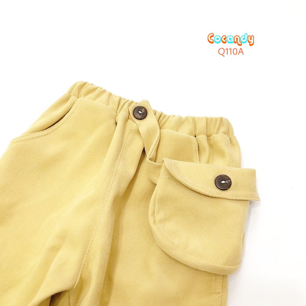 [Cocandy Official Store] Quần cho bé túi hộp chất liệu nhung mịn màu vàng