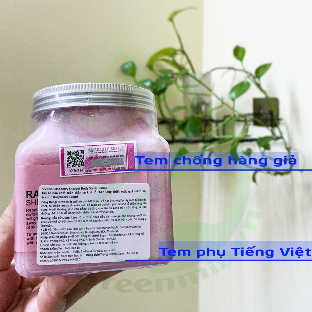 Tẩy Tế Bào Da Chết Body Toàn Thân Beauty Buffet Scentio Raspberry Làm Sạch Se Khít Chân Lông Chiết Xuất Mâm Xôi 350ml