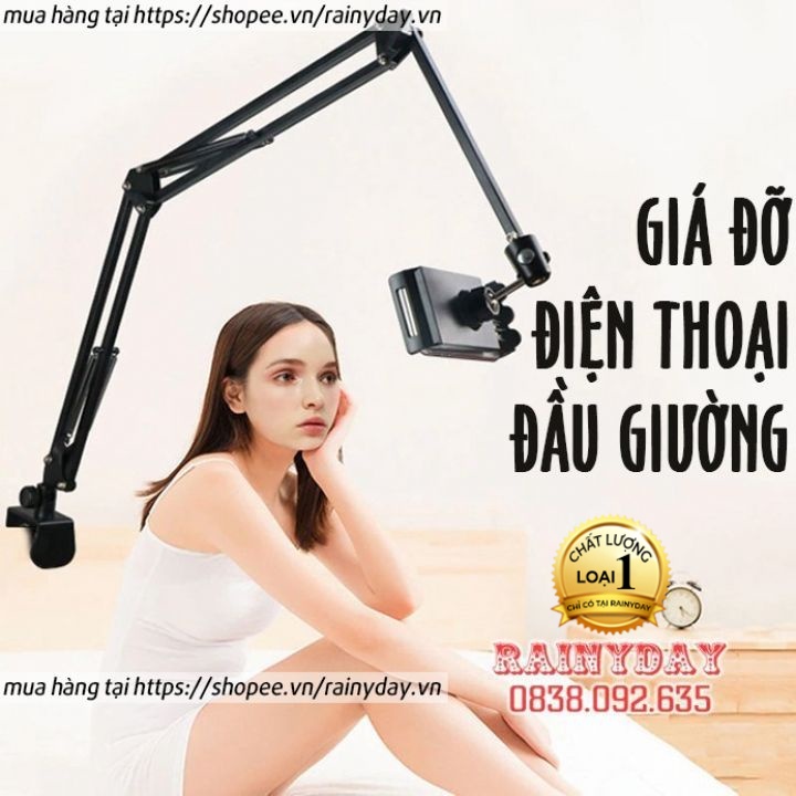 Giá đỡ điện thoại ipad kẹp đầu giường kẹp bàn đa năng để xem phim livestream đt cao cấp