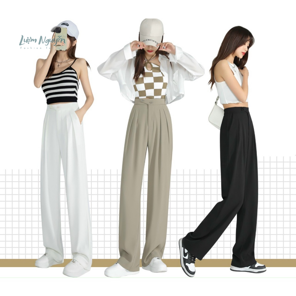 Quần tây nữ ống rộng phong cách hàn quốc ống rộng đi học, công sở, đi chơi