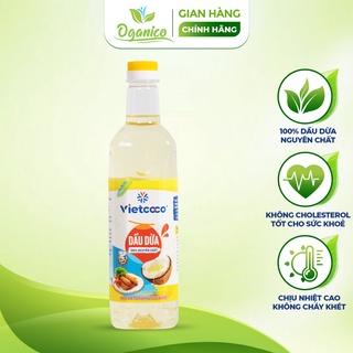Dầu ăn dầu dừa hữu cơ tinh luyện Vietcoco chuyên dùng nấu ăn dung tích 1L - Oganico
