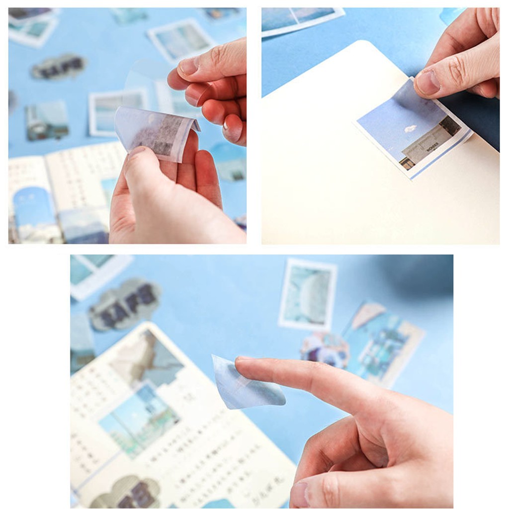 Hộp 80 miếng sticker giấy washi phong cách nhật bản