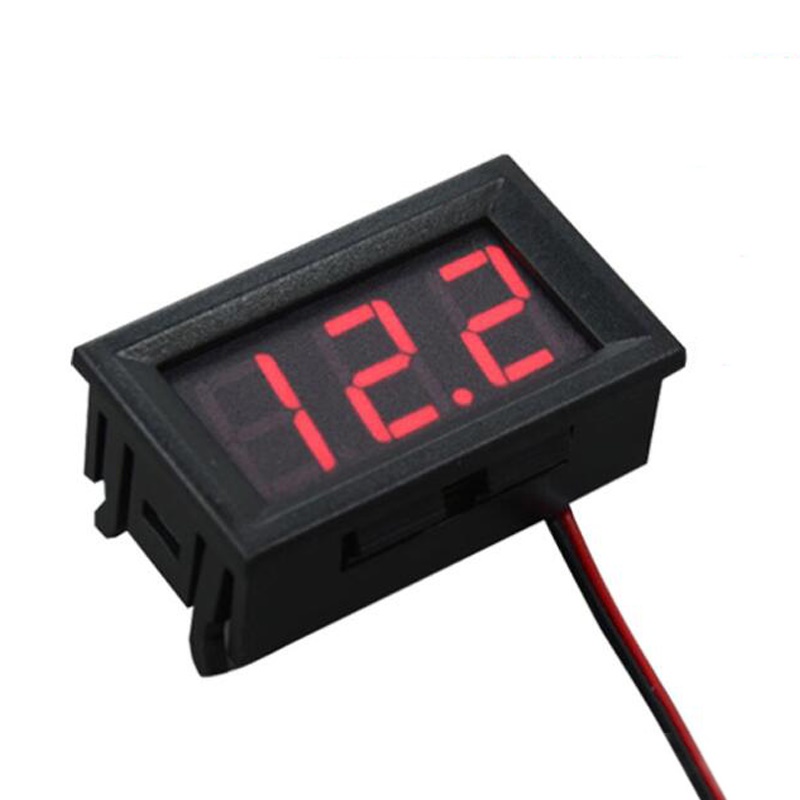 Vôn Kế 2 Dây Mini DC 12-24V DC 4.5-30V Hiển Thị LED Đỏ Cho Xe Hơi Xe Máy Xe Hơi