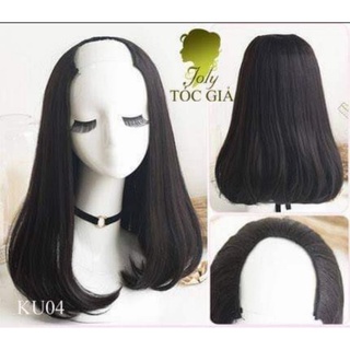 Tóc giả nữ kẹp KU thẳng uốn cụp đuôi dài 30 -40 cm. Kẹp chữ u thẳng