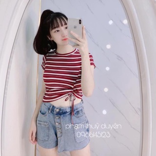 Áo kẻ tăm rút eo