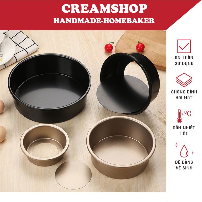 Khuôn Tròn Đế Rời - Nướng Bánh Bông Lan - Tart - Chống Dính 22cm Cao Cấp