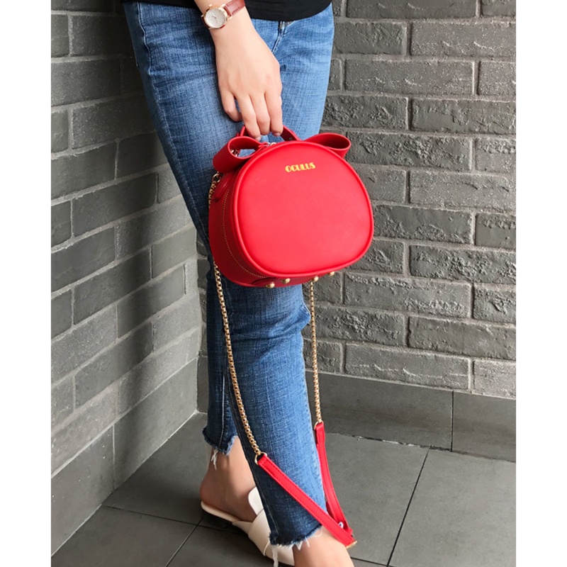 Túi đeo chéo nữ IELGY hình tròn mini với dây đeo vai có thể điều chỉnh phong cách Hàn Quốc