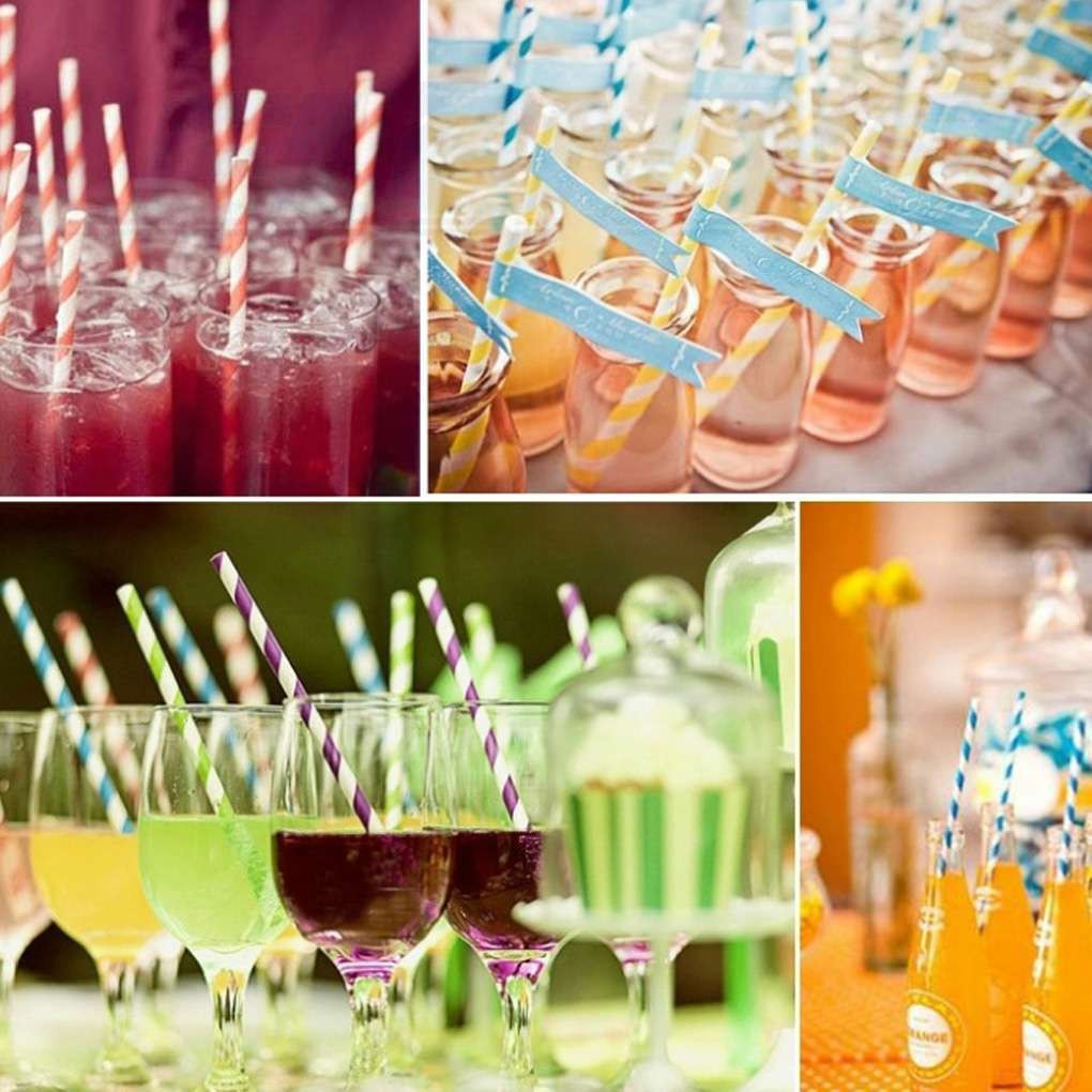 Set ống hút giấy dùng một lần không độc hại với môi trường với họa tiết đủ màu sắc