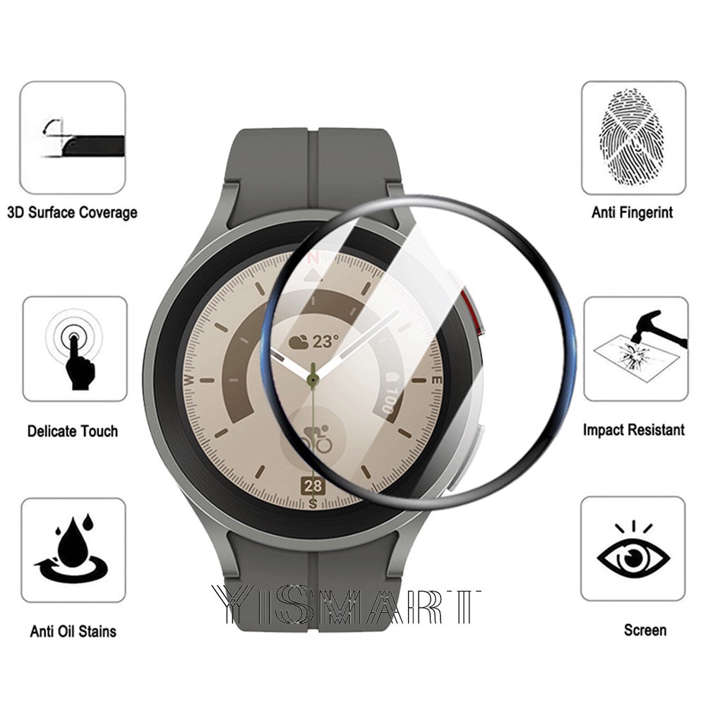 Kính Cường Lực HD Viền Cong 3D TPU Siêu Mỏng Bảo Vệ Màn Hình Đồng Hồ Thông Minh Samsung Galaxy Watch 5 Watch 4 40mm 44mm 5 Pro 45mm