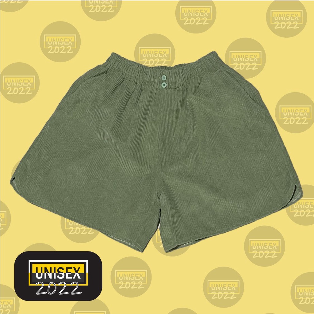 Quần short nữ vải nhung gân cạp thun – Unisex 2022