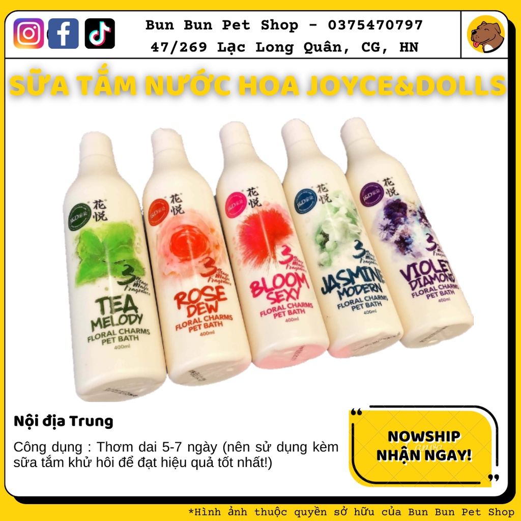 Sữa tắm nước hoa thơm dai Joyce and dolls (Bloom Sexy, Jasmine) mẫu MỚI 400ml