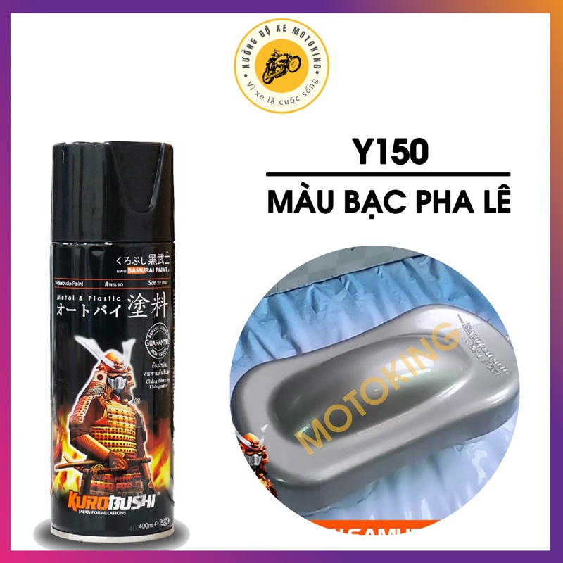 Sơn Samurai màu bạc pha lê Y150 - chai sơn xịt cao cấp dành cho xe máy