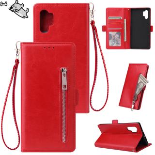For Samsung NOTE 10 plus Solid Color PU Leather Zipper Wallet Double Buckle Protective Case with