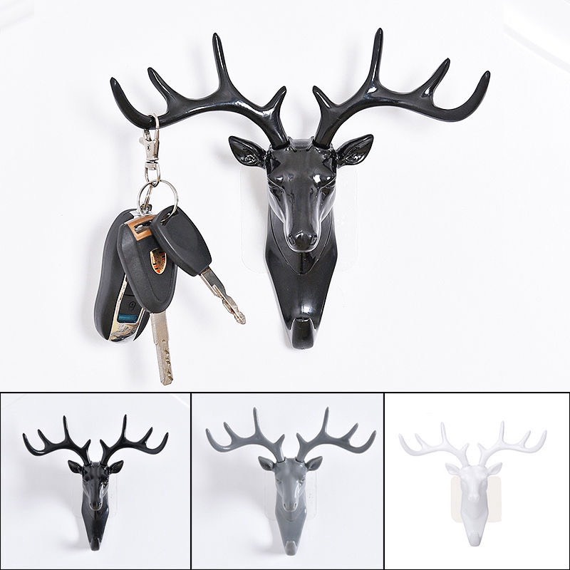 Móc treo dán tường hình đầu nai decor cho không gian nhà thêm sang trọng