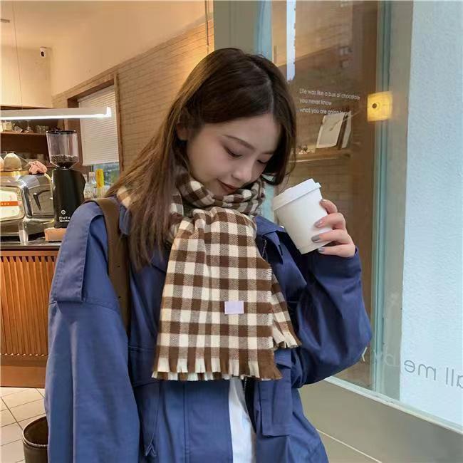 Khăn Choàng Cổ Giữ Ấm Phong Cách Retro Hàn Quốc Cho Nữ