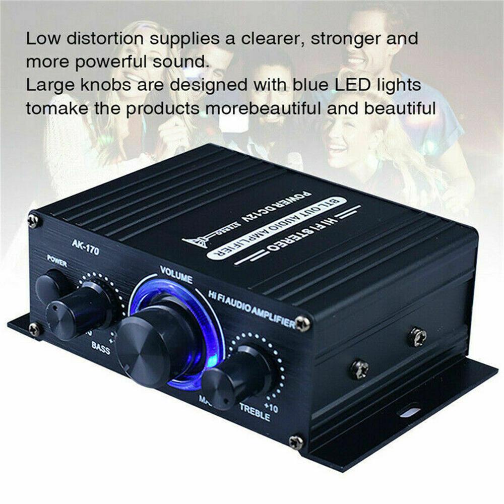 Bộ Khuếch Đại Âm Thanh HiFi Mini 12V 400W Bằng Hợp Kim Nhôm Kèm Điều Khiển